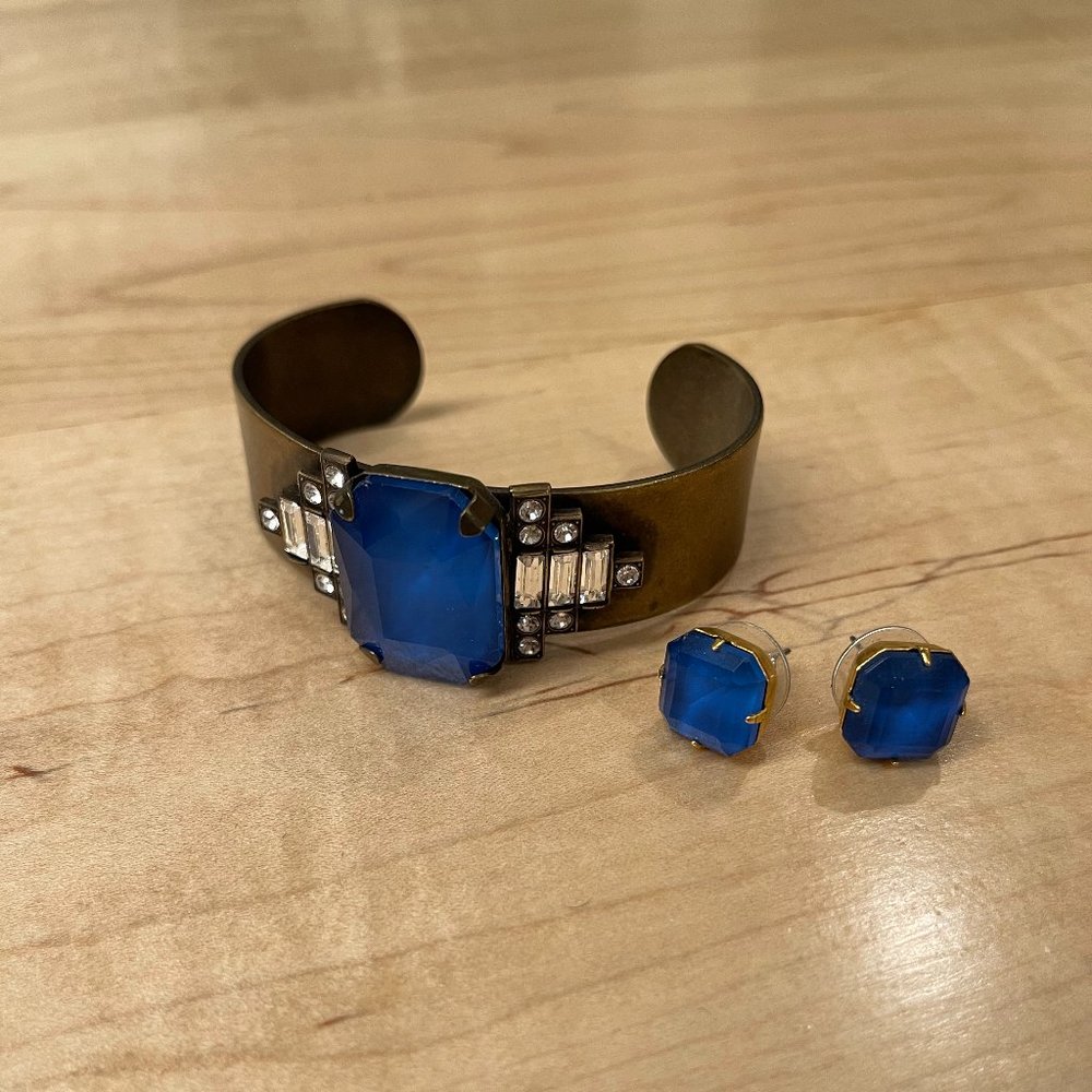 Loren Hope Alex Cuff & Sophia Studs Cobalt Blue